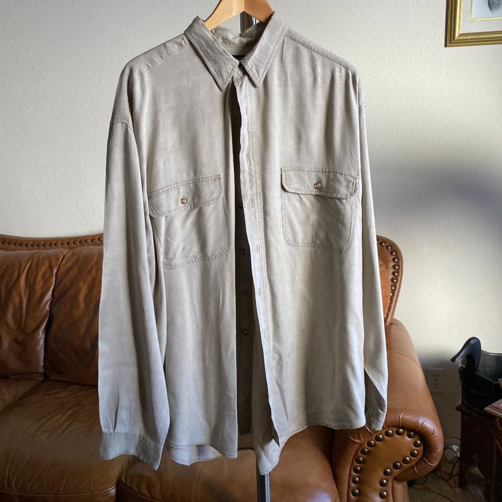 BADGE Men Khaki Button Up Dress Size L